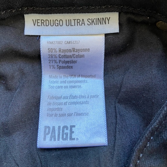 Paige Verdugo Ultra Skinny Black Jeans - size 29 - Picture 4 of 4